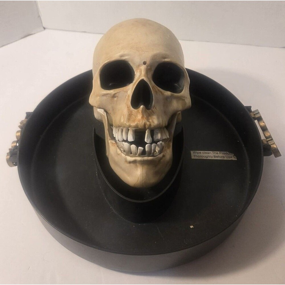 VTG Gemmy Halloween Motion Sensor Singing Talking Skull Candy Tray Working